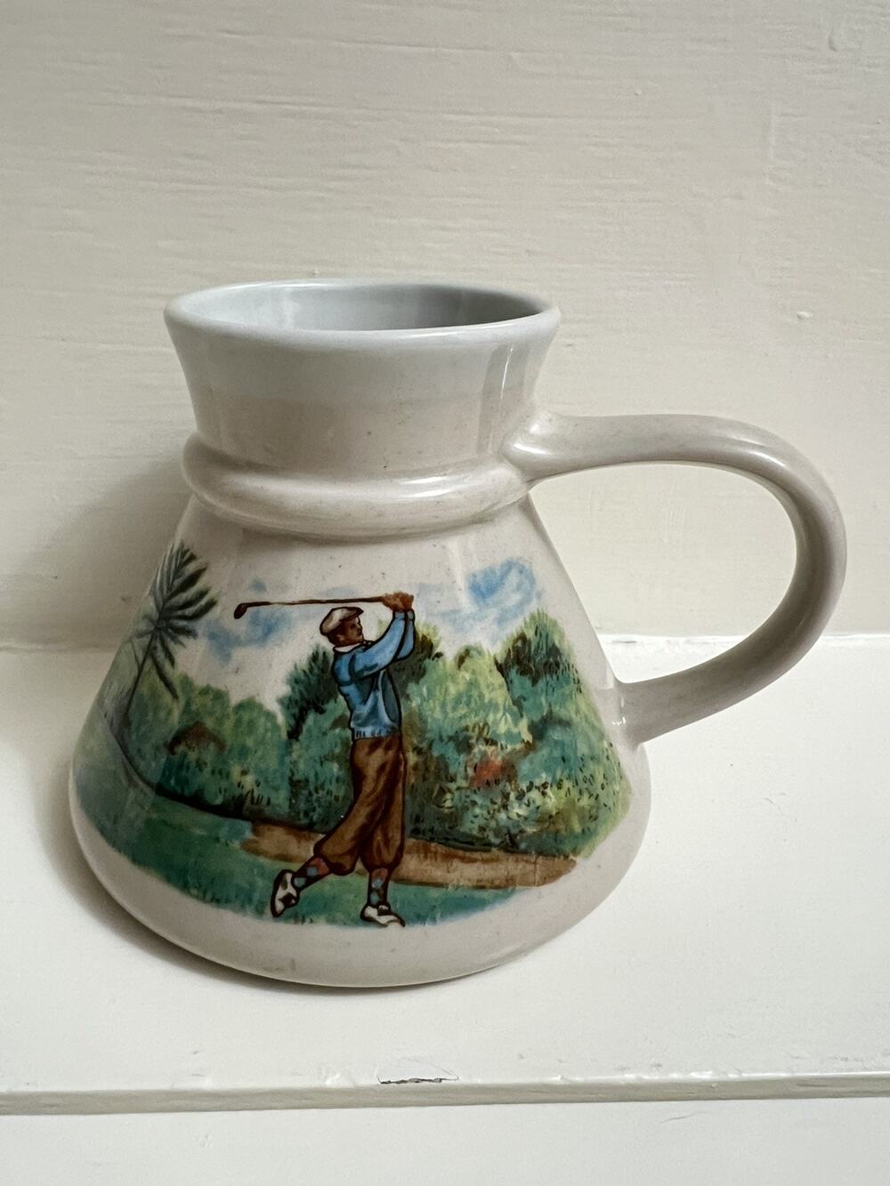 Vintage Otagiri Japan Golf Golfer Stoneware Coffee Mug Cup 4.75” Golf Course